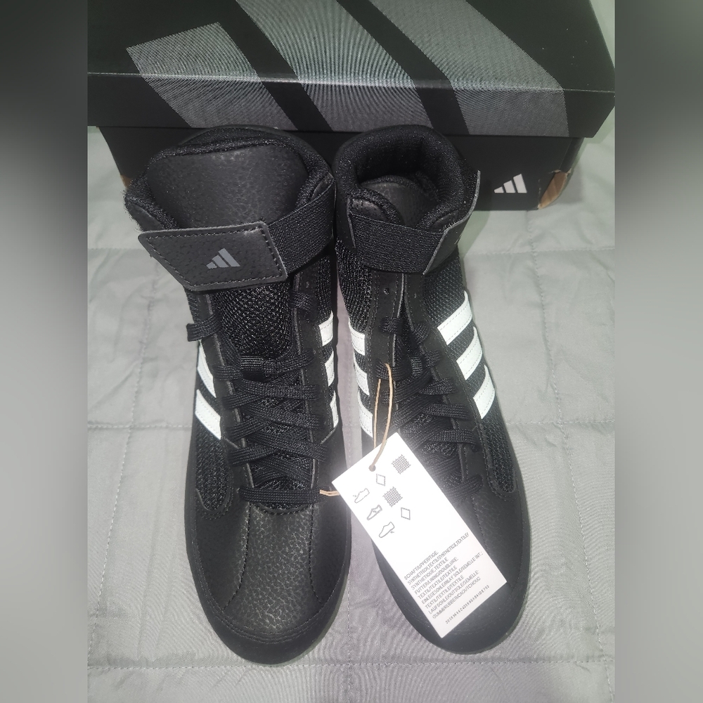 Adidas HVC Wrestling Shoes Black White for Men Size 6.5 Sports Footwear